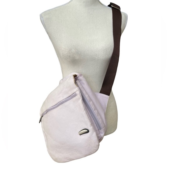 Travelon lilac canvas crossbody messenger bag organizer pockets adjustable strap - Picture 3 of 14